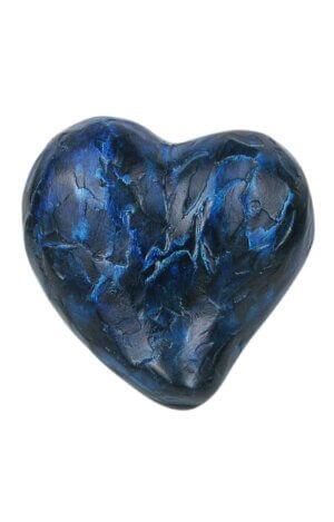 Herzfoermige Tierurne aus Keramik in blau